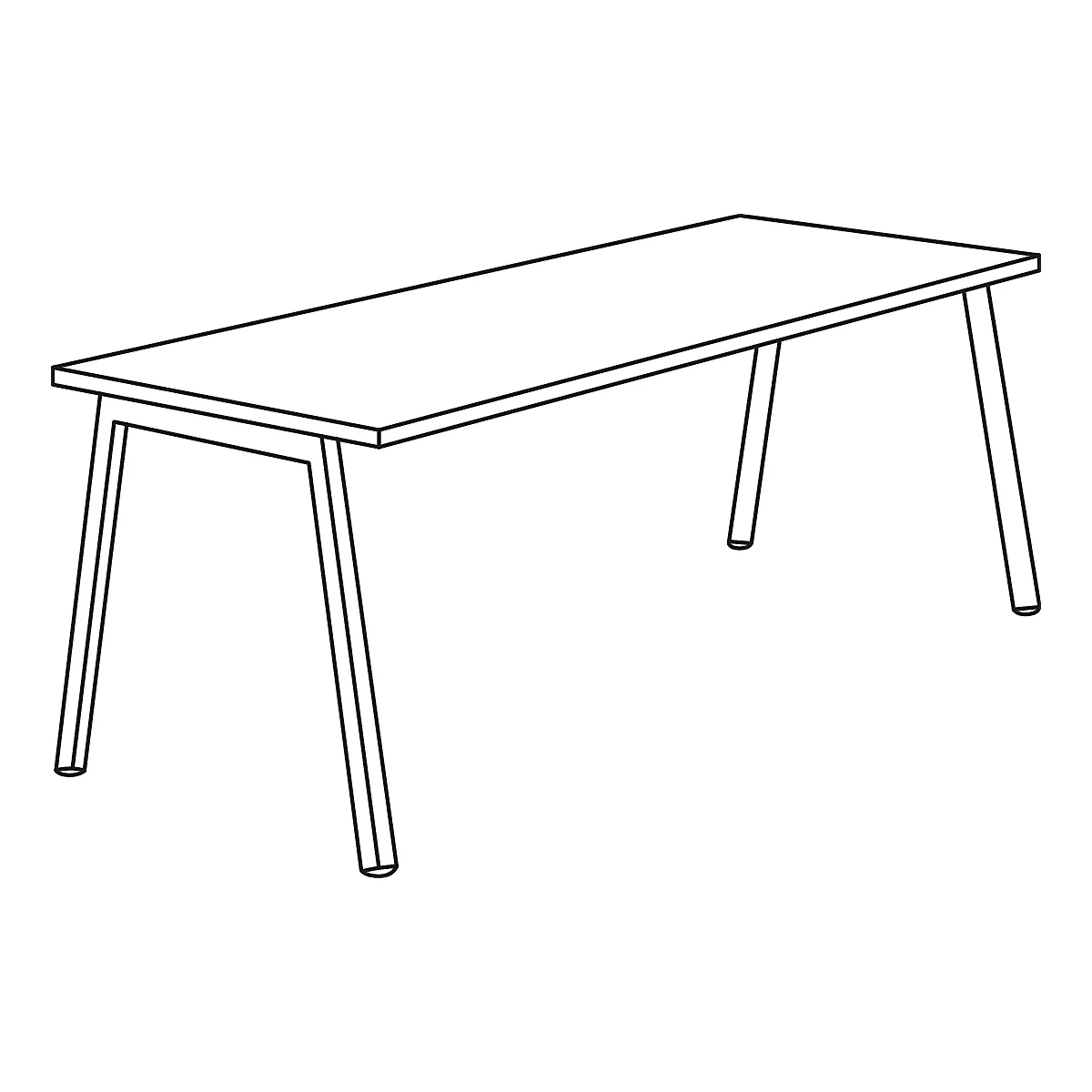 Schäfer Shop Select Bureau Start Off, pieds en A, rectangulaire, acier/bois, l. 1800 x P 800 x H 735 mm, gris clair 
