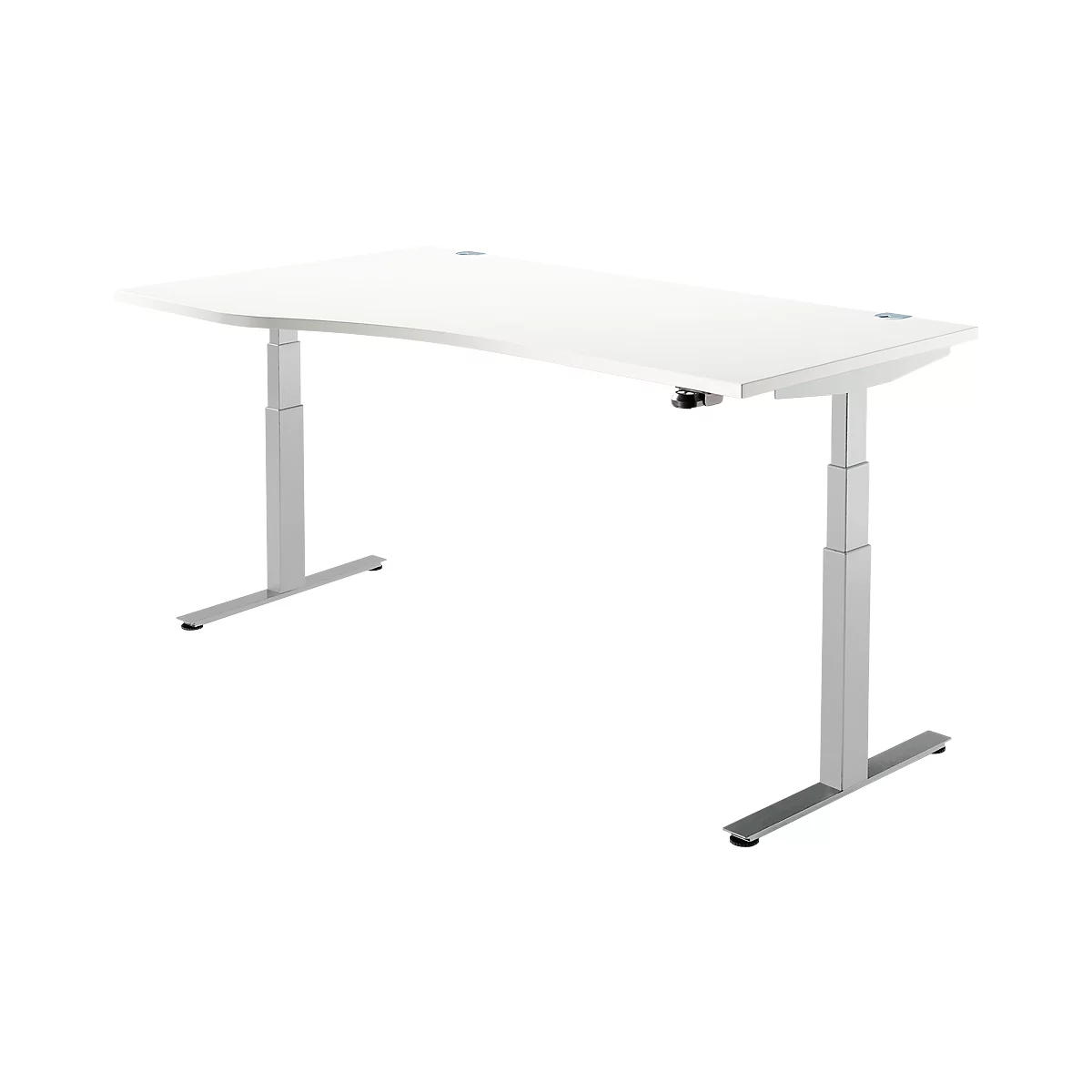 Schäfer Shop Select Bureautafel DRIVE UP 2, T-poot, vrije vorm, elektr. in hoogte verstelbaar, wit/blank aluminium 