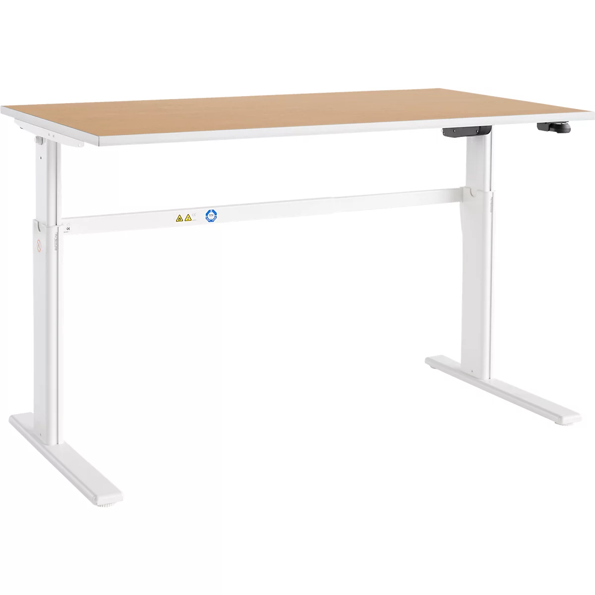 Schäfer Shop Select Bureautafel Moxxo IQ, elektrisch in hoogte verstelbaar, rechthoek, C-poot, B 1800 x D 800 x H 725-1185 mm, Beukenpatroon/wit 