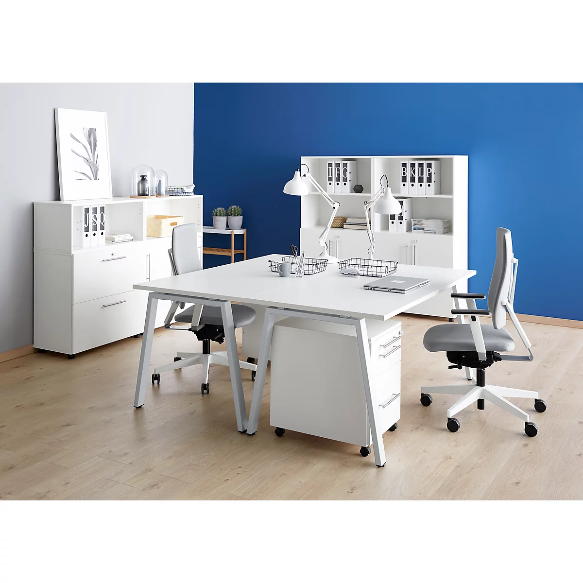 Schäfer Shop Select Bureautafel Start Off, A-poot, rechthoek, staal/hout, B 1800 x D 800 x H 735 mm, wit 