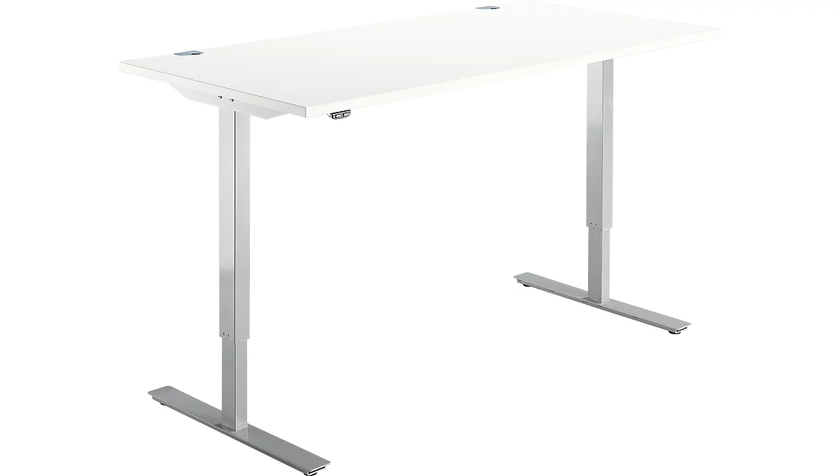 Schäfer Shop Select Bureautafel START UP, eentraps elektr. in hoogte verstelbaar, B 1600 mm, wit/blank aluminium 