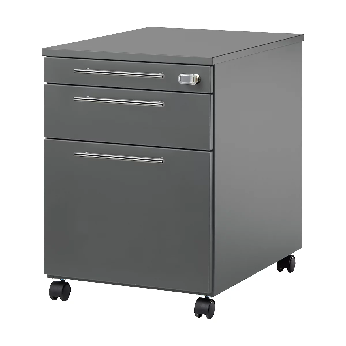 Schäfer Shop Select Caisson à roulettes Start Off 126, tiroir pour ustensiles, dossiers suspendus, tiroir, verrouillable, L 432 x P 580 x H 595 mm, graphite/graphite 
