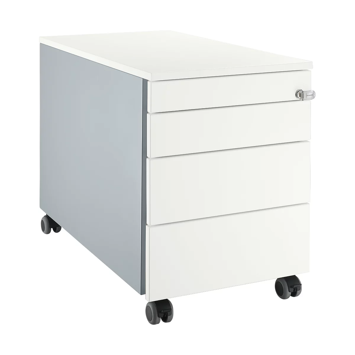 Schäfer Shop Select Caisson mobile 1233, avec poignée encastrée, L 435 x H 567 mm, alu blanc/alu blanc/blanc
