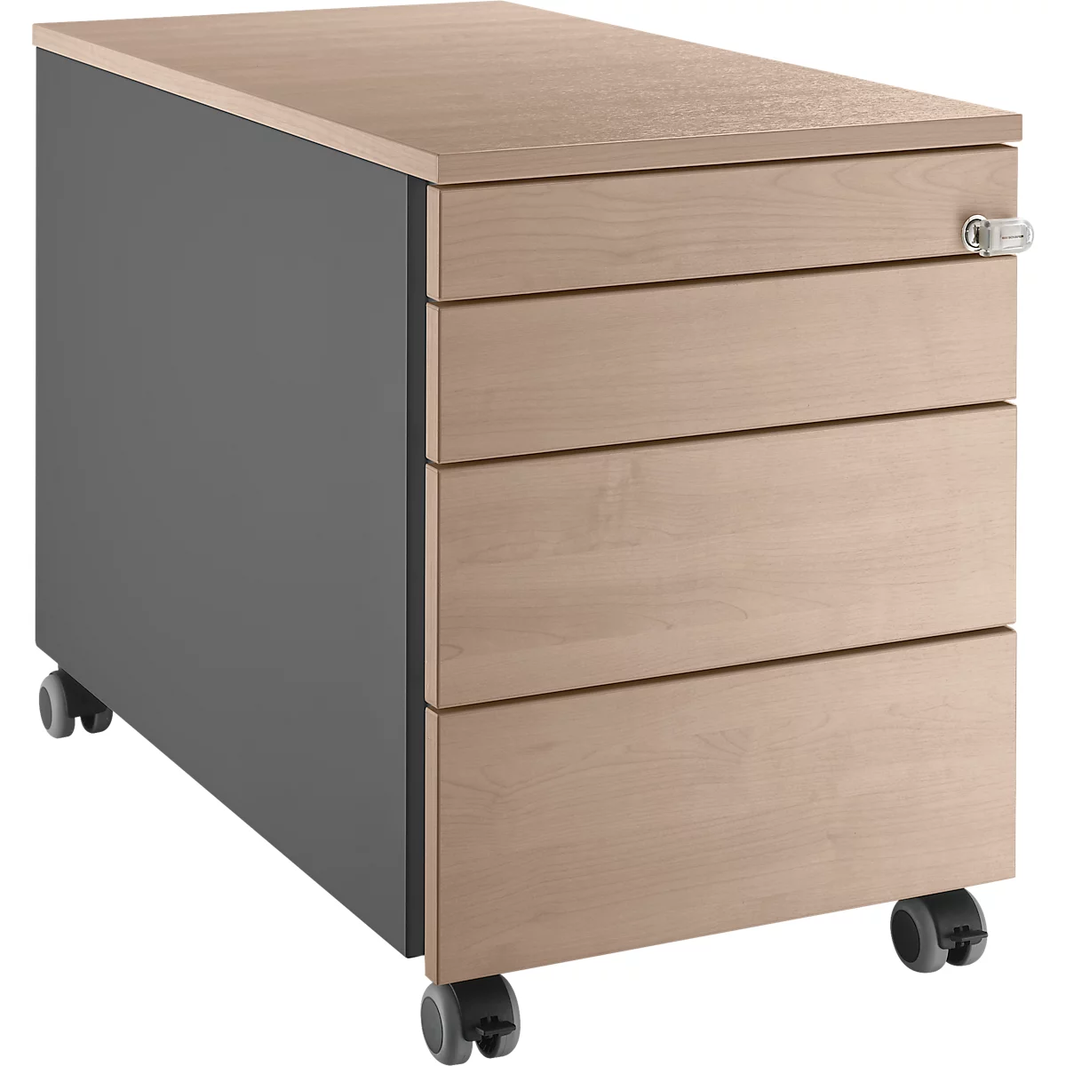 Schäfer Shop Select Caisson mobile 1233, avec poignée encastrée, L 435 x H 567 mm, anthracite/décor chêne