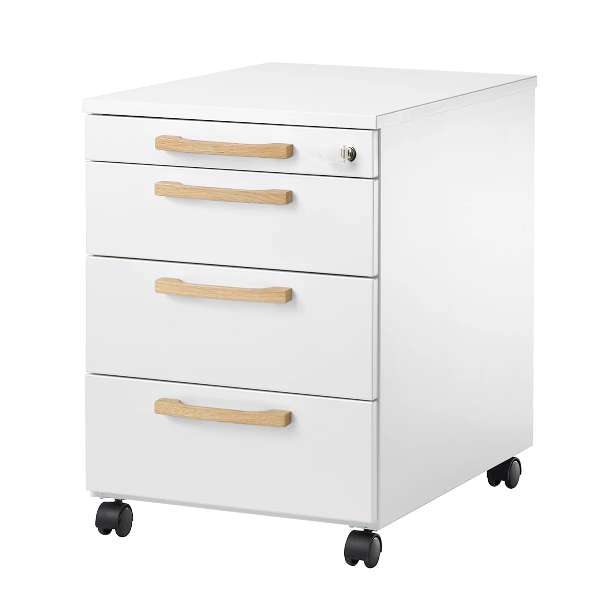 Schäfer Shop Select Caisson roulant Start Off Wood, 3 tiroirs, tiroir à ustensiles, L 432 x P 580 x H 595 mm, bois, blanc 