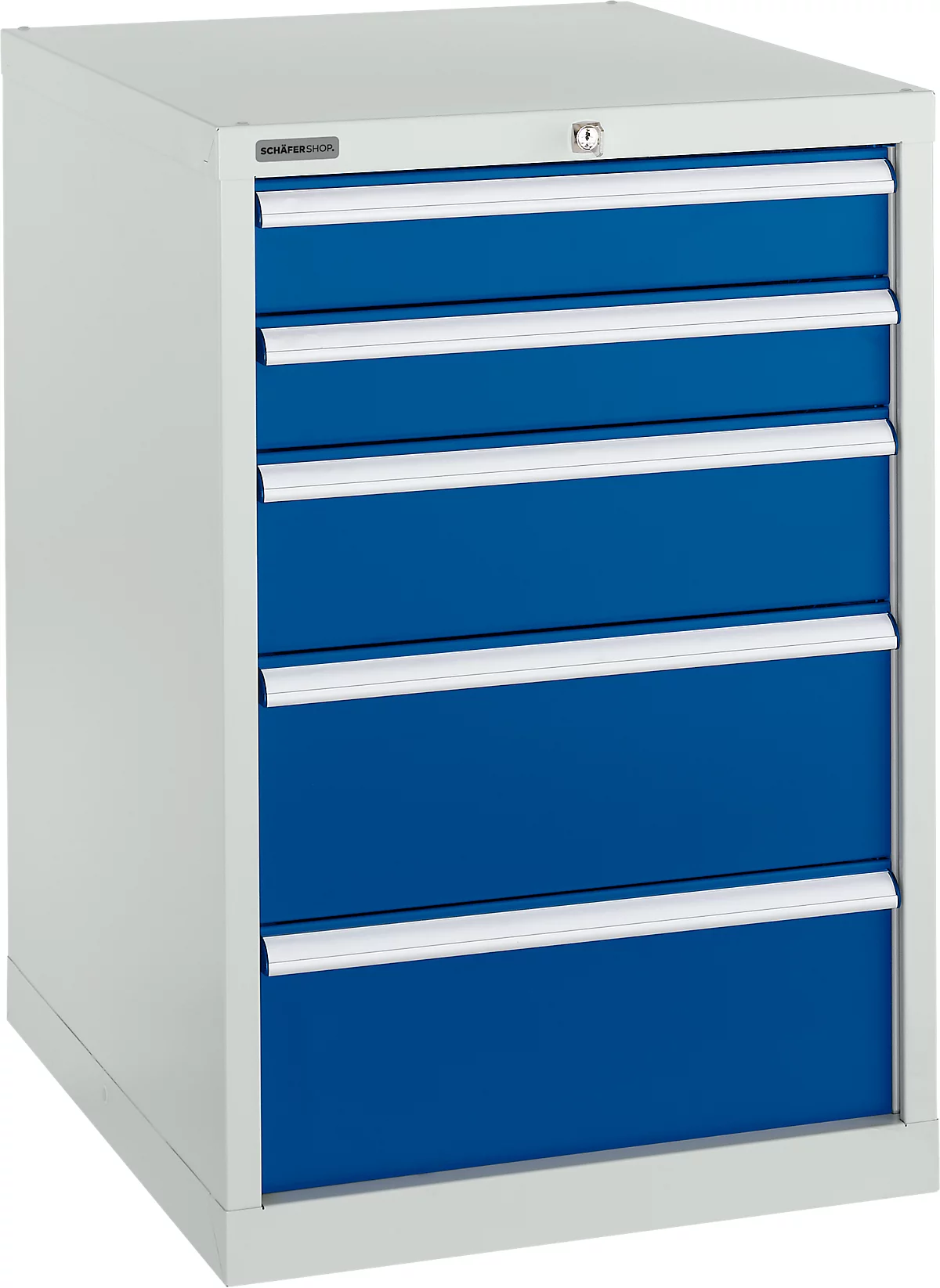 Schäfer Shop Select cajonera 27-36, 5 cajones, hasta 75 kg, ancho 564 x fondo 725 x alto 850 mm, azul genciana/gris claro