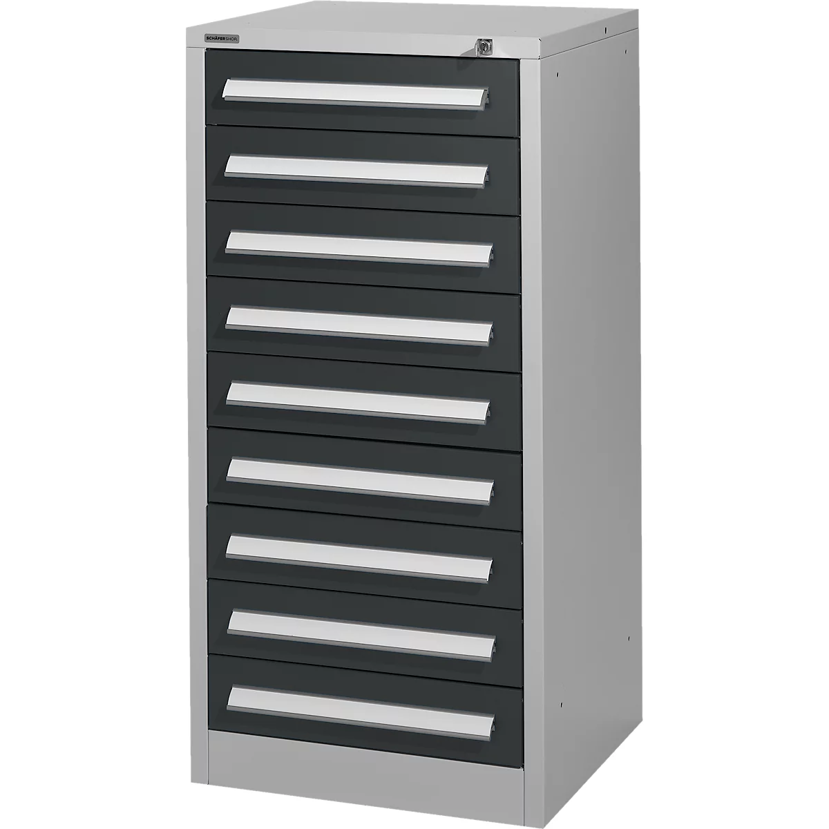 Schäfer Shop Select cajonera SF 90, 9 cajones, aluminio blanco RAL 9006 gris antracita RAL 7016