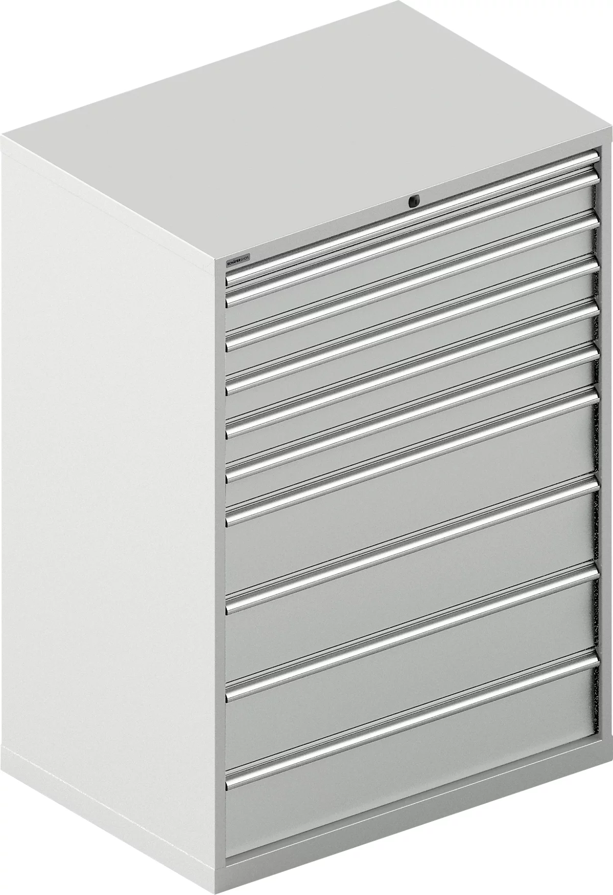 Schäfer Shop Select cajonera WSK 54-36, acero, 10 cajones, hasta 200 kg, ancho 1023 x fondo 725 x alto 1450 mm, gris claro/gris claro
