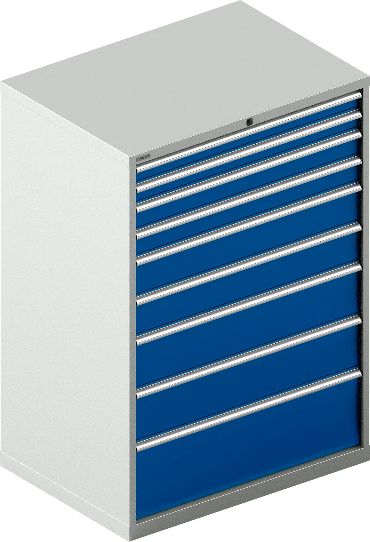 Schäfer Shop Select cajonera WSK 54-36, acero, 9 cajones, hasta 200 kg, ancho 1023 x fondo 725 x alto 1450 mm, gris claro/azul marino