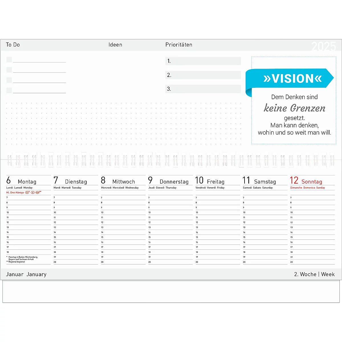 Schäfer Shop Select Calendrier de table transversal 'Motivation', avec motif, 128 pages, L 298 x H 105 mm