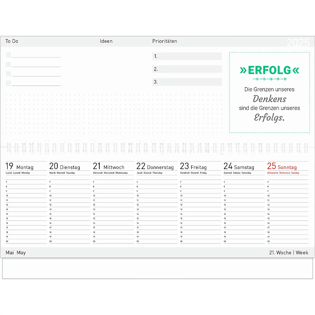 Schäfer Shop Select Calendrier de table transversal 'Motivation', avec motif, 128 pages, L 298 x H 105 mm