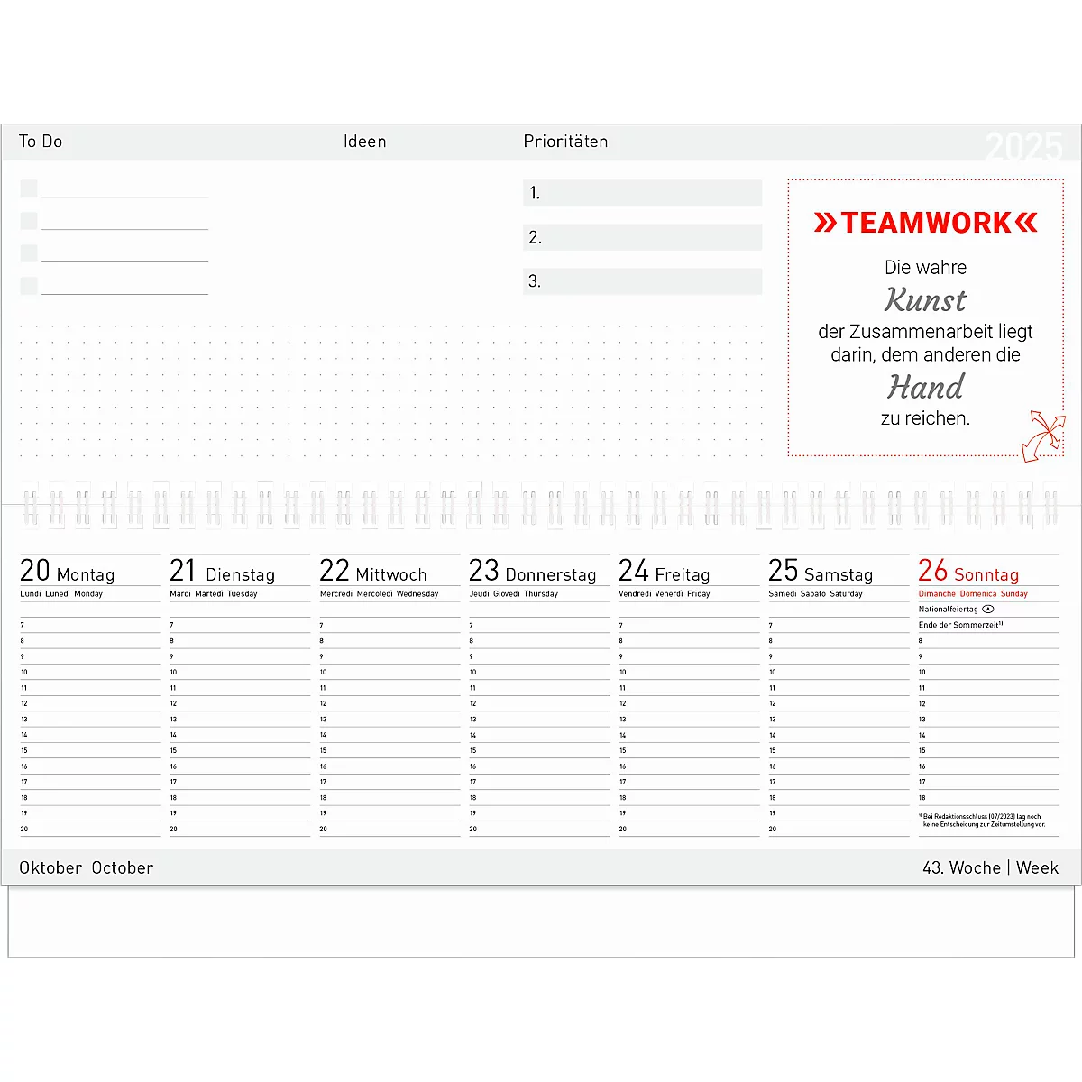 Schäfer Shop Select Calendrier de table transversal 'Motivation', avec motif, 128 pages, L 298 x H 105 mm
