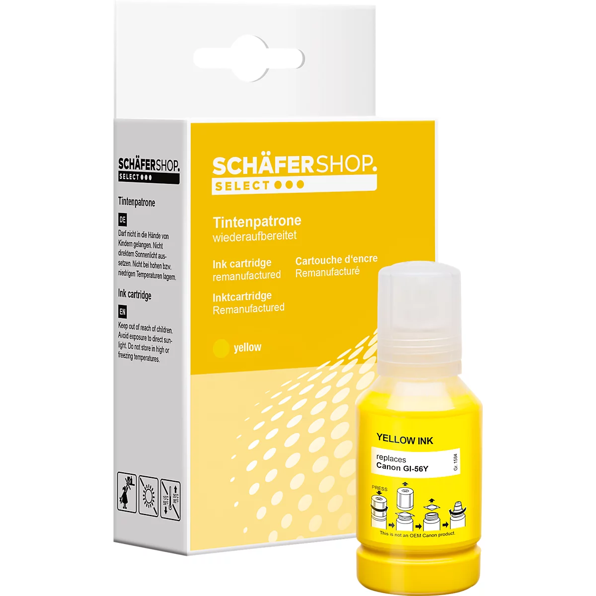 Schäfer Shop Select Cartouche d'encre, remplace Canon GI-56Y (4432C001), jusqu'à 14000 pages, pack individuel, jaune