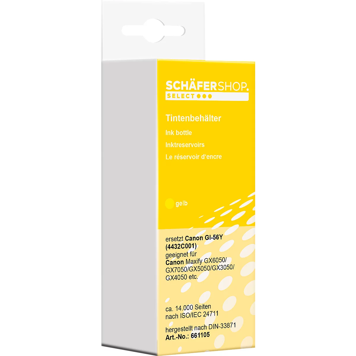 Schäfer Shop Select Cartouche d'encre, remplace Canon GI-56Y (4432C001), jusqu'à 14000 pages, pack individuel, jaune