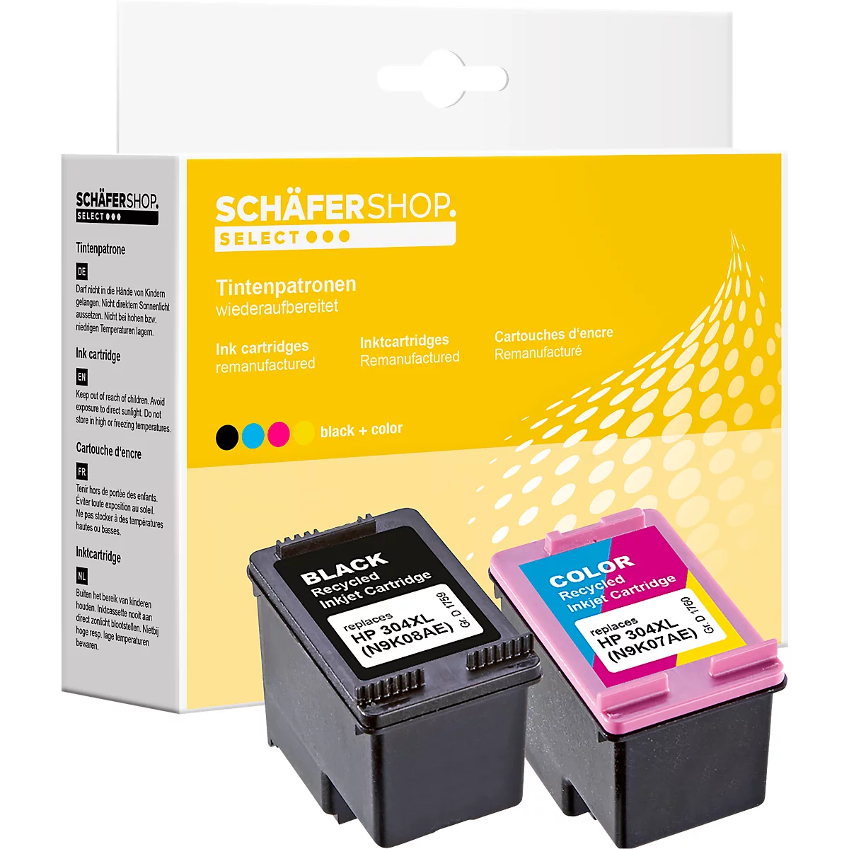 Schäfer Shop Select Cartouches d'encre, remplace HP 304XL (N9K08AE/N9K07AE), Mixpack, Tri-Colour