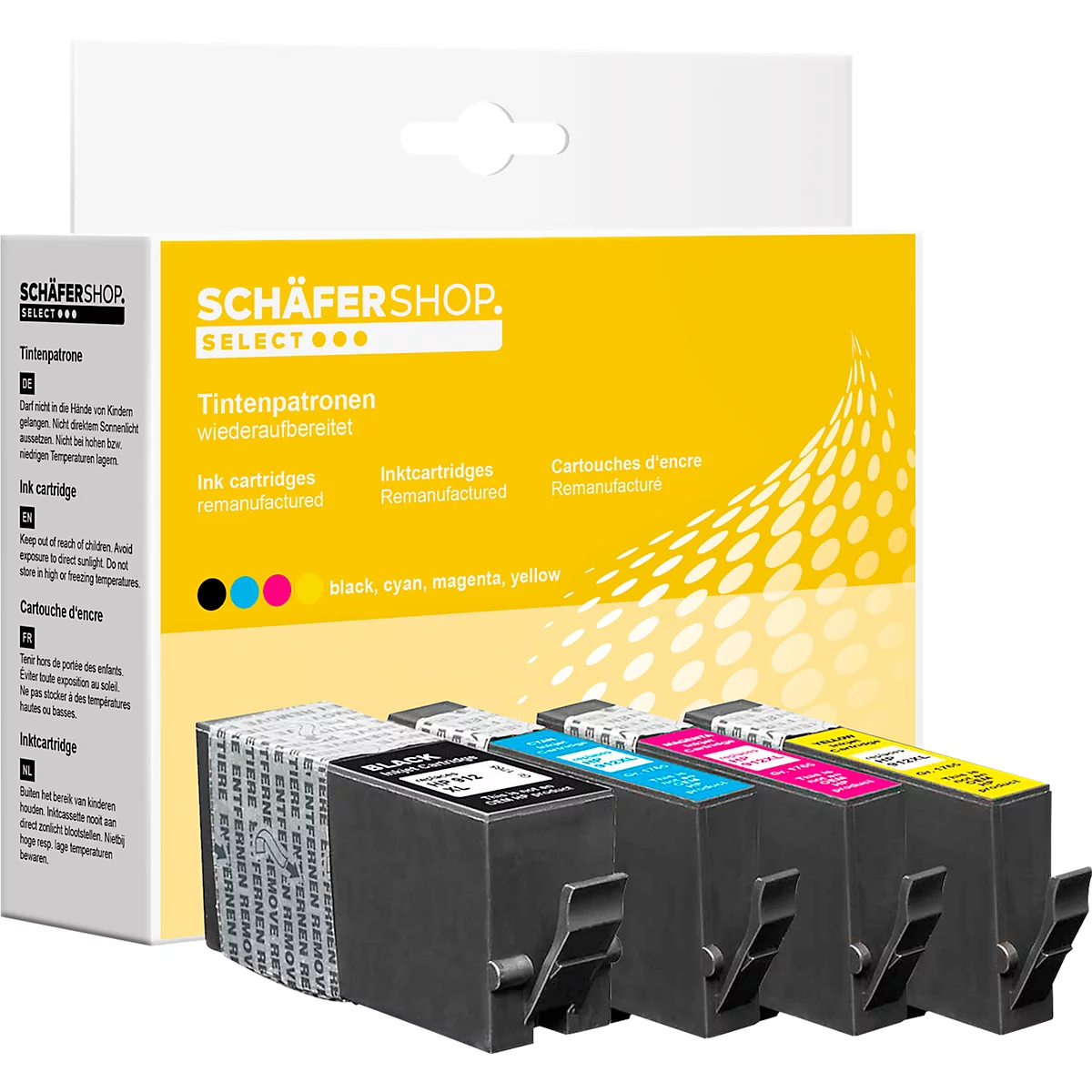 Schäfer Shop Select Cartouches d'encre, remplace HP 912XL (3YP34AE), Mixpack, cyan, magenta, jaune, noir