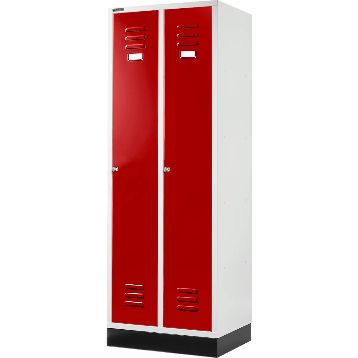 Schäfer Shop Select Casier à fournitures sur socle, serrure à cylindre, gris clair/rouge rubis