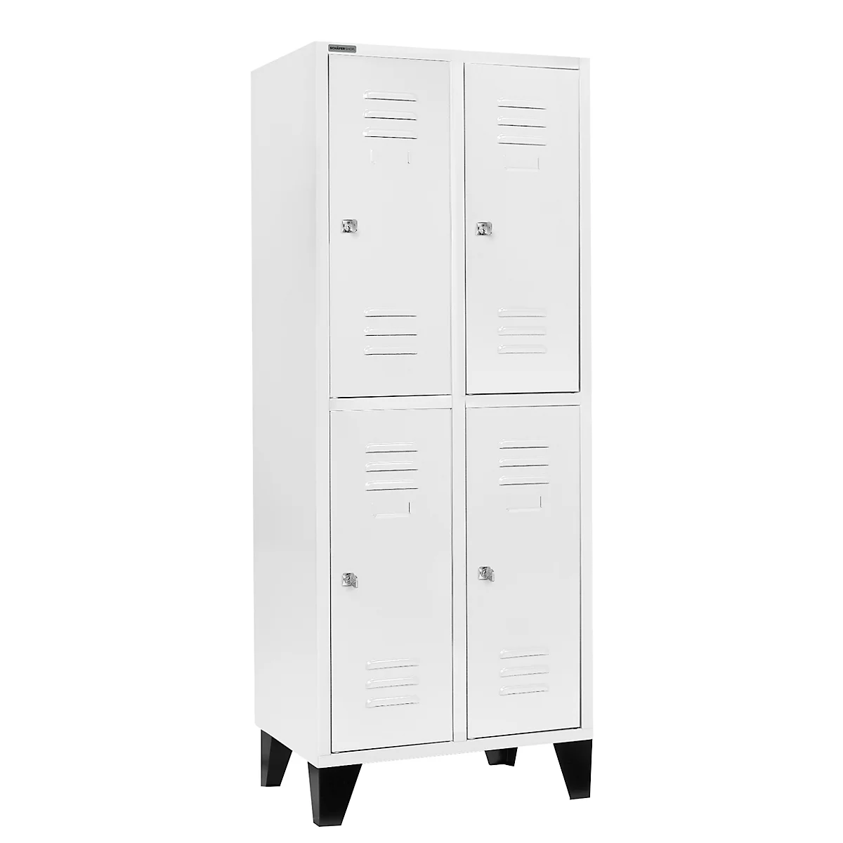 Schäfer Shop Select Casier de vestiaires avec 2 x 2 compartiments, 400 mm, sur pieds, serrure à cylindre, porte gris clair