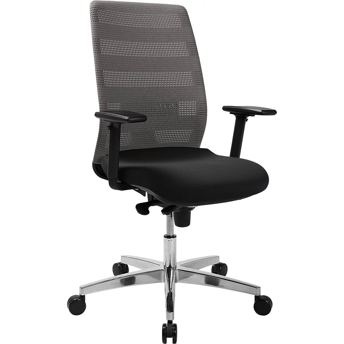 Schäfer Shop Select Chaise de bureau SSI Proline Edition 50, montée, accoudoirs, mécanisme de synchronisation ponctuelle, assise ergonomique, soutien lombaire, dossier résille, noir/gris