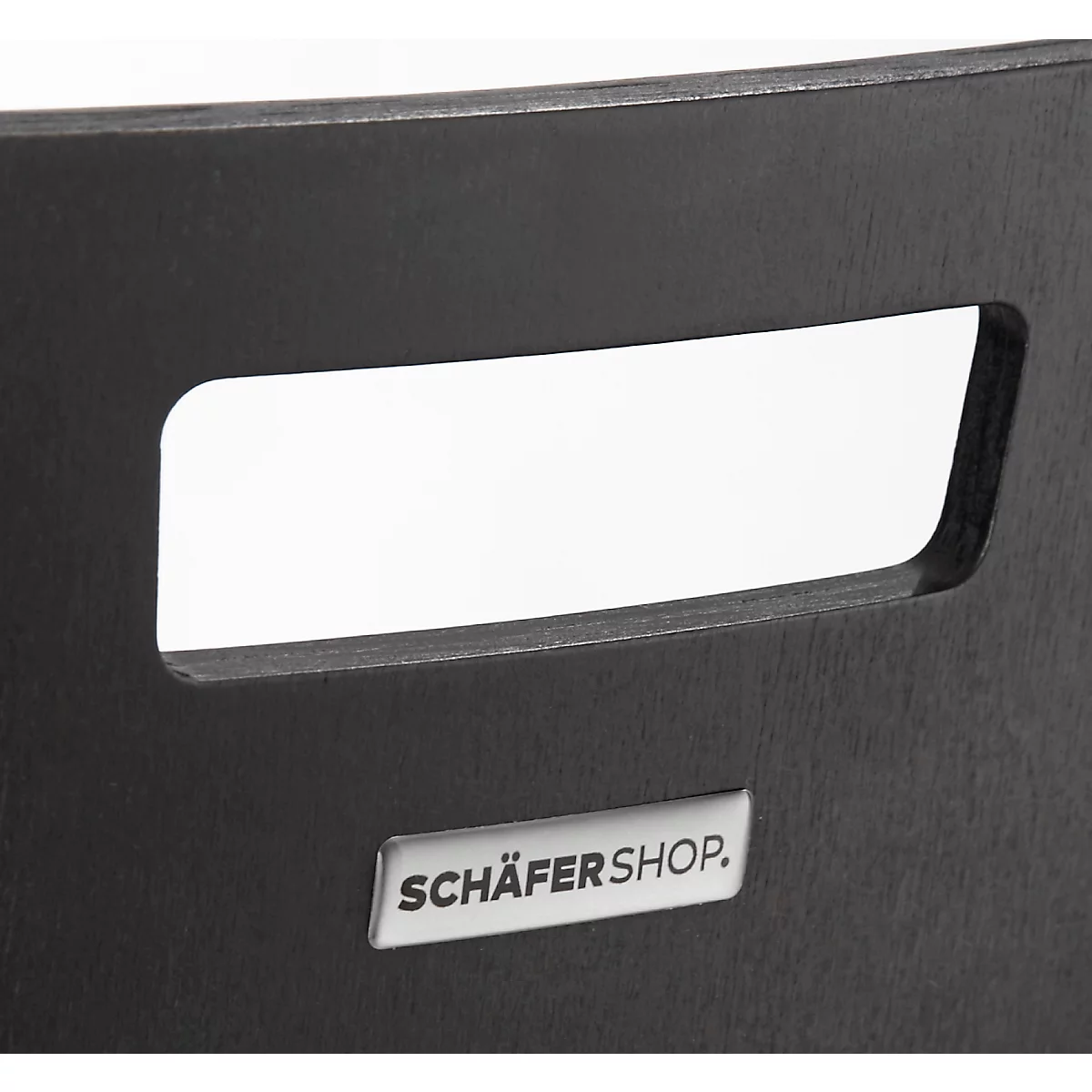 Schäfer Shop Select Chaise empilable gris noir, empilable jusqu'à 10 pièces, résistante aux désinfectants, sans rembourrage en tissu, L 430 x P 410 x H 450 mm, bois &amp; acier