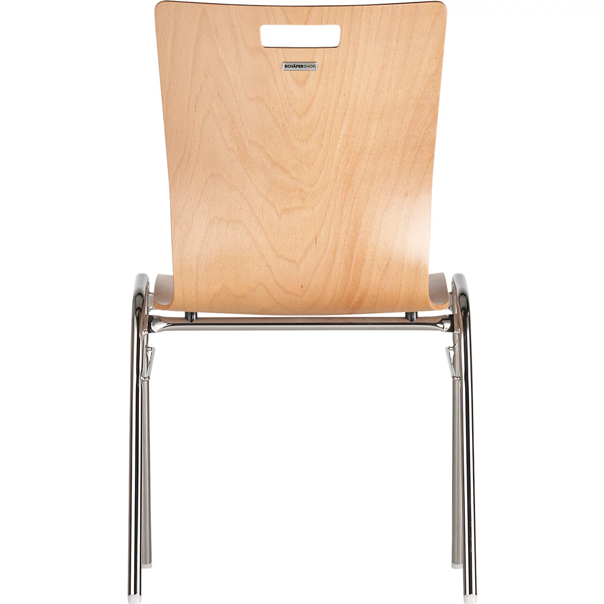 Schäfer Shop Select Chaise empilable nature, empilable jusqu'à 10 pièces, résistante aux désinfectants, sans rembourrage en tissu, L 430 x P 410 x H 450 mm, bois &amp; acier
