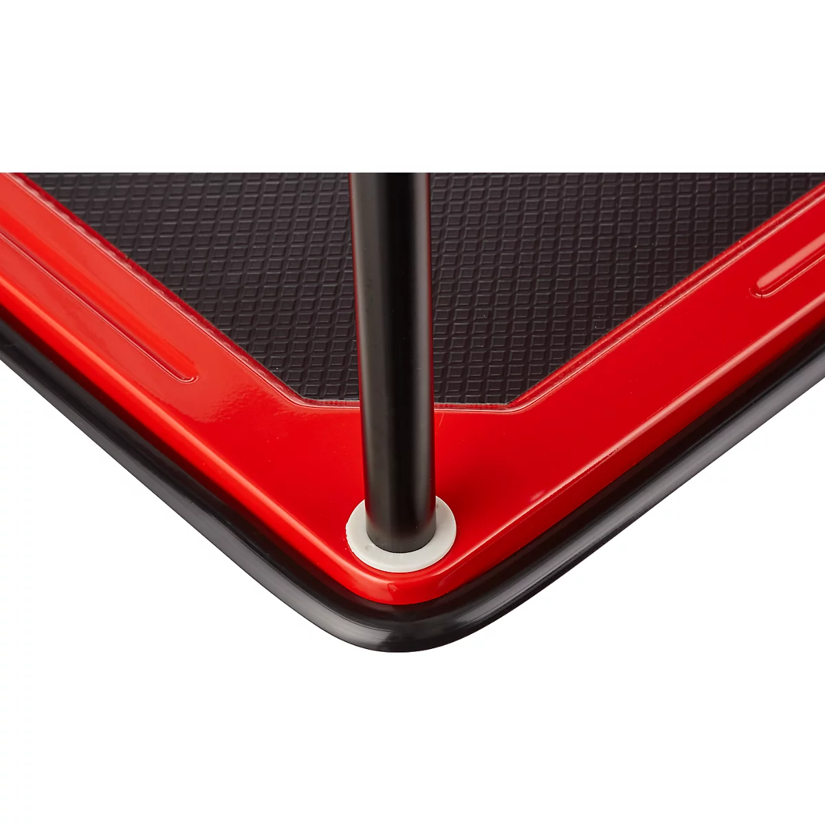 Schäfer Shop Select Chariot à plateaux 220SB, 2 plateaux, acier peint époxy, roues PUR, L 615 x P 880/965 x H 1000 mm, jusqu'à 370 kg, noir/rouge