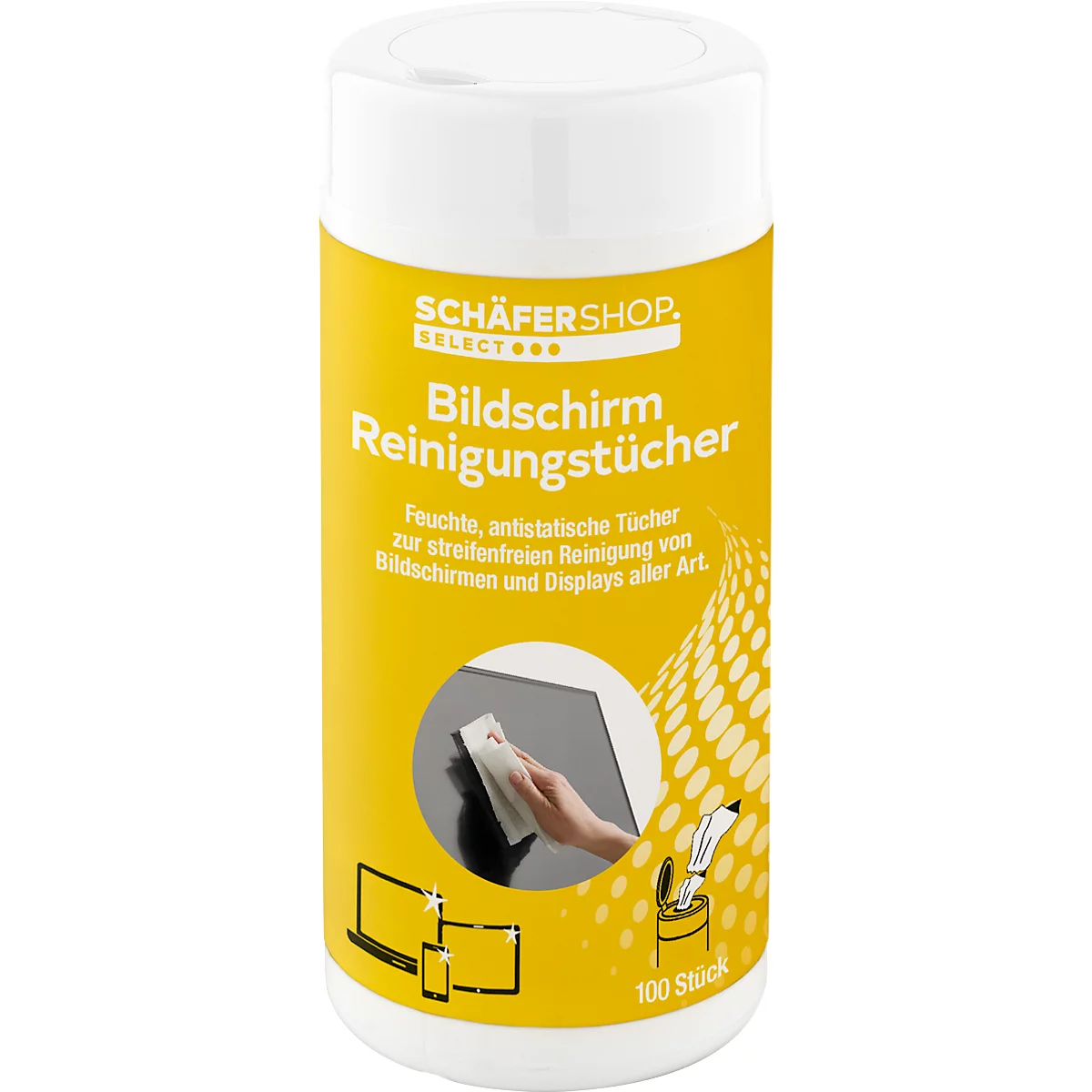 Schäfer Shop Select CLIP schoonmaakdoekjes beeldscherm, vochtig, 100 stuks