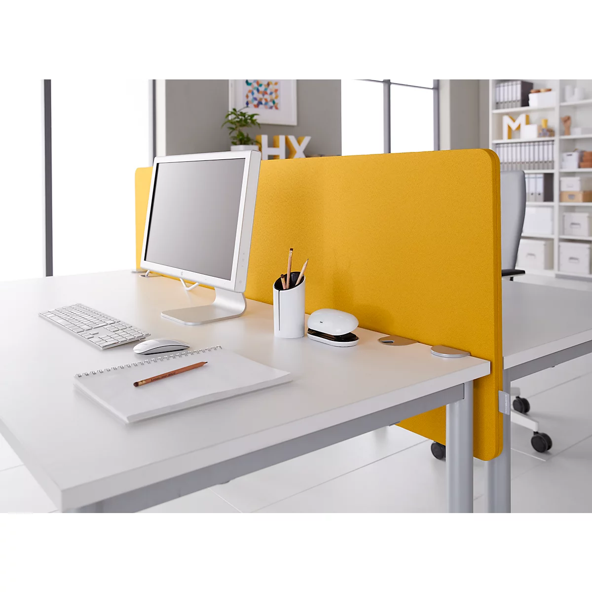 Schäfer Shop Select Cloison de table, épaisseur du matériau 30 mm, L 1800 x H 387 mm, 100 % polyester recyclé post-consommation, jaune