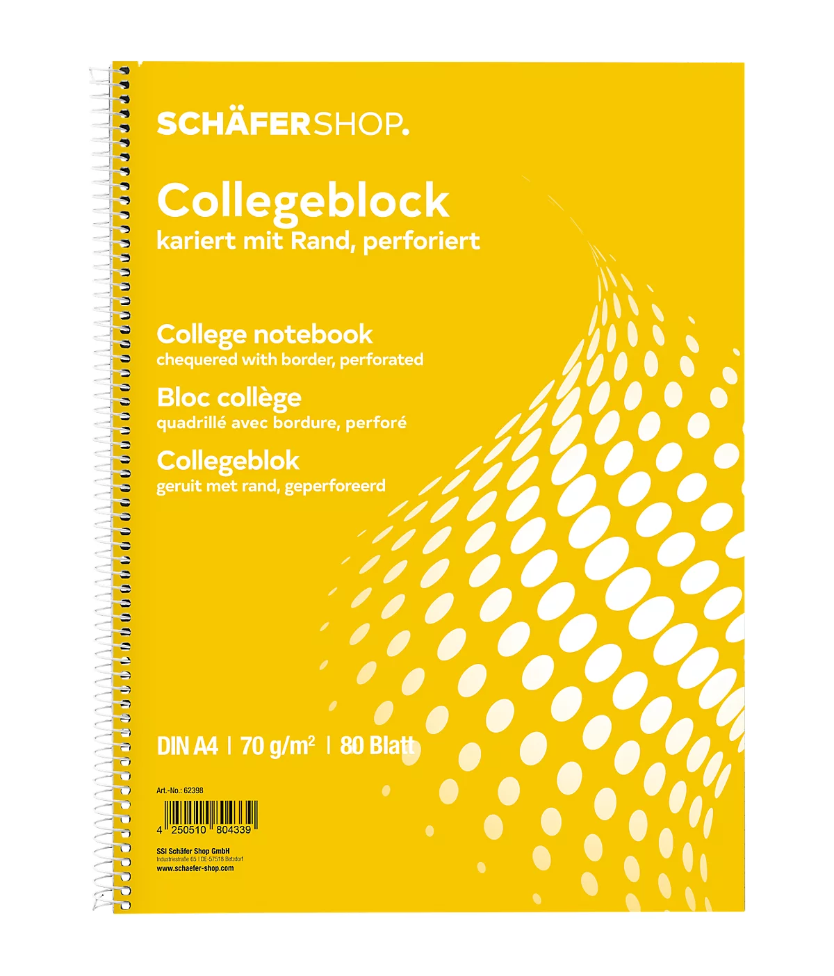 Schäfer Shop Select Collegeblöcke , DIN A4, 80 Blatt, 5 Stück, weiß
