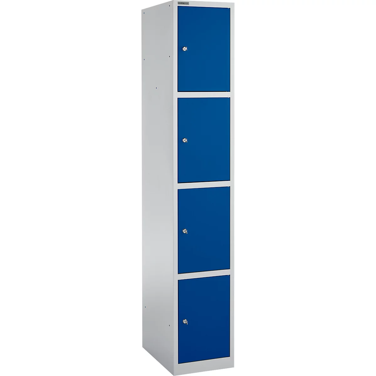 Schäfer Shop Select Columna de armario S4/4, con cerradura de cilindro, aluminio blanco/azul genciana