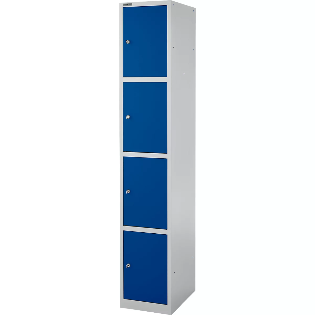 Schäfer Shop Select Columna de armario S4/4, con cerradura de cilindro, aluminio blanco/azul genciana