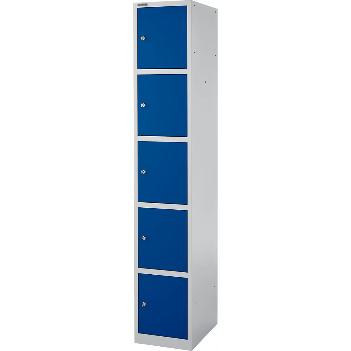 Schäfer Shop Select Columna de armario S4/5, con cerradura de cilindro, aluminio blanco/azul genciana