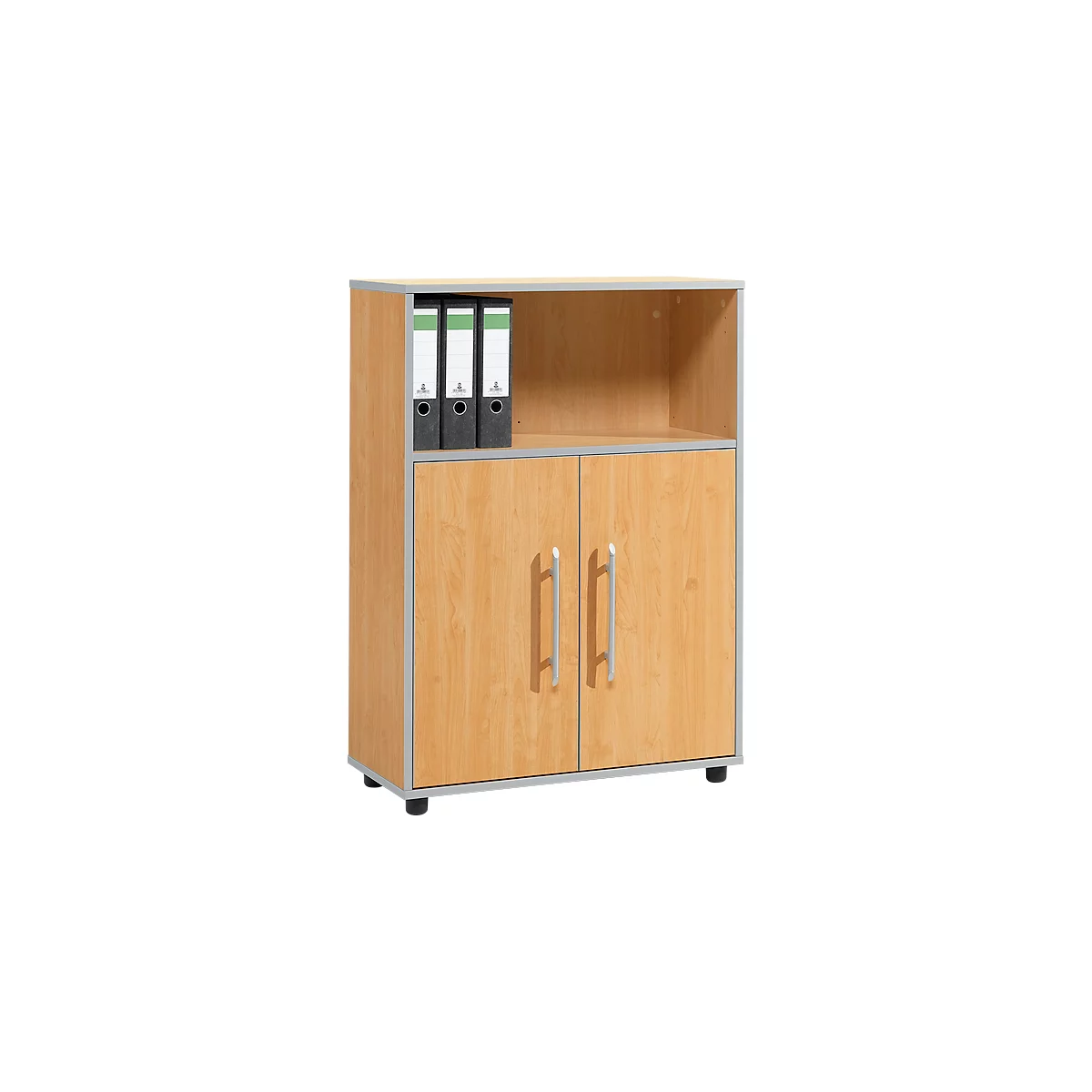 Schäfer Shop Select Combikast Moxxo IQ, hout, 2 vleugeldeuren, 1 open vak, 3 ordnerhoogten, B 801 x D 362 x H 1115 mm, beukenpatroon 