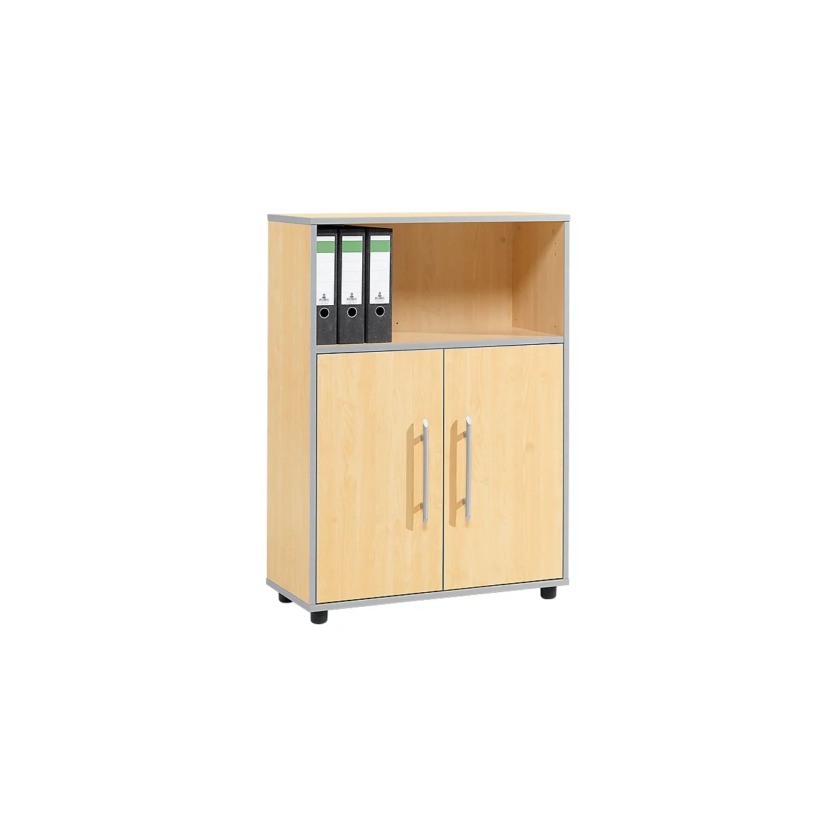 Schäfer Shop Select Combikast Moxxo IQ, hout, 2 vleugeldeuren, 1 open vak, 3 ordnerhoogten, B 801 x D 362 x H 1115 mm, esdoornpatroon 