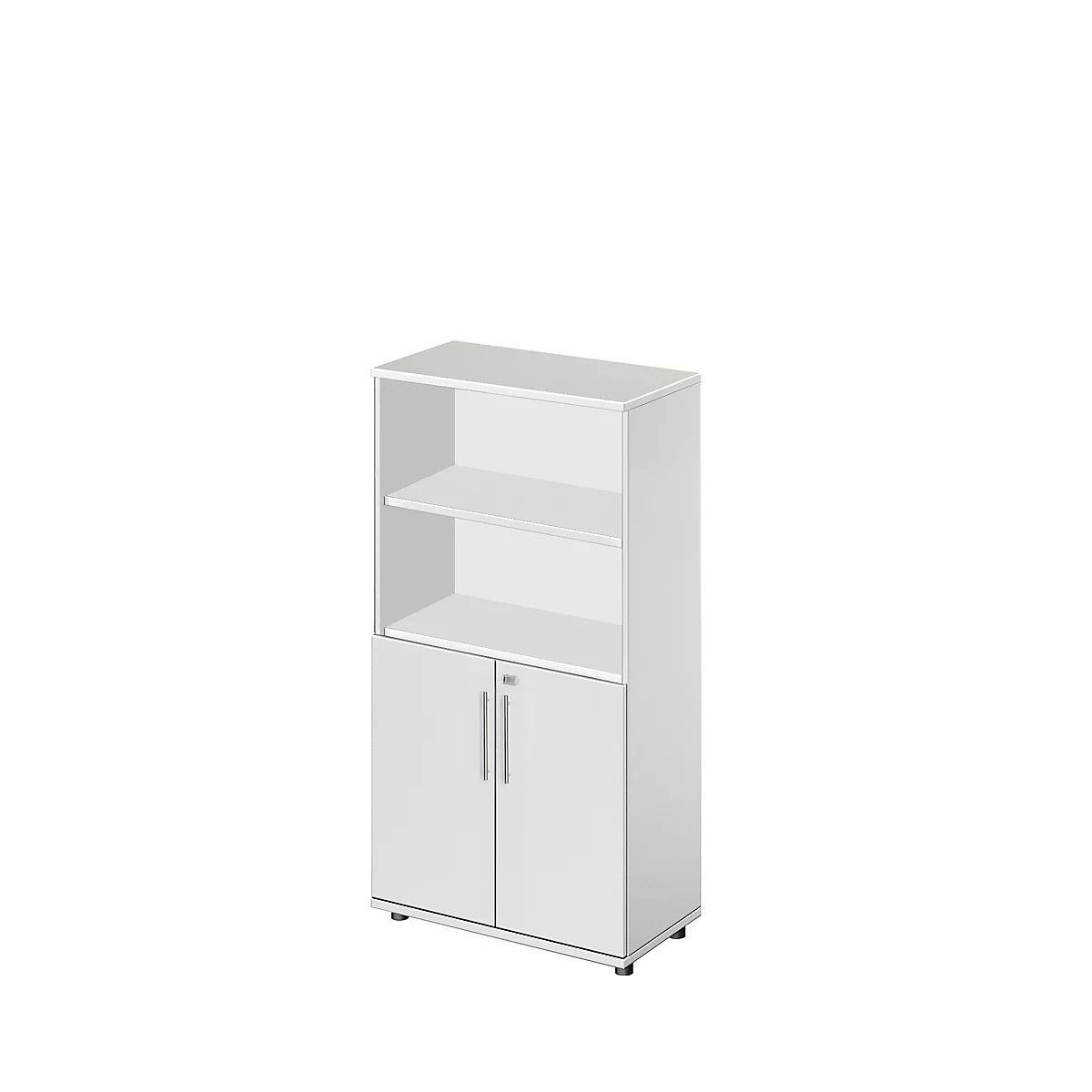 Schäfer Shop Select Combikast Start Off, 4 ordnerhoogten, afsluitbaar, B 800 x D 420 x H 1470 mm, hout, lichtgrijs/lichtgrijs 