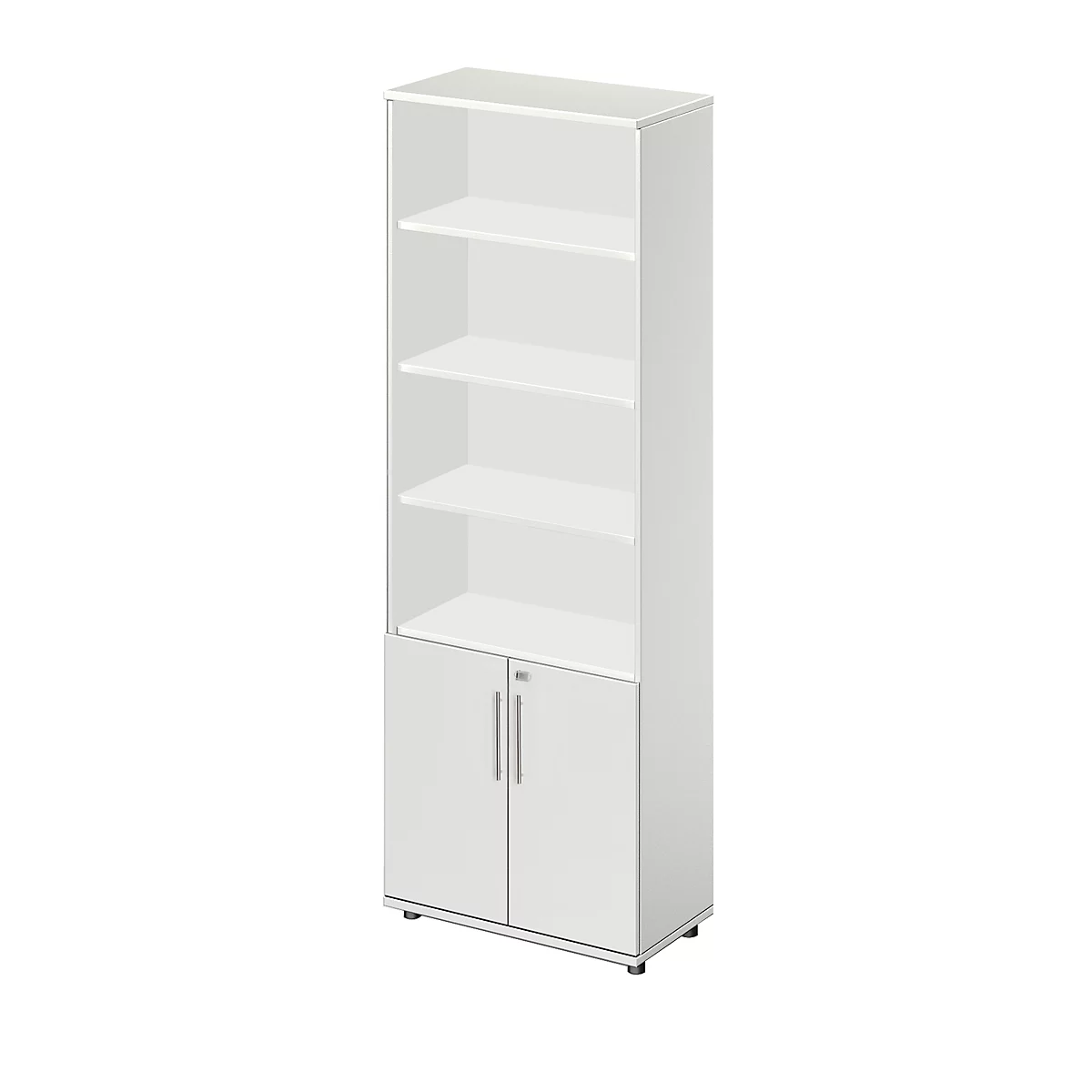 Schäfer Shop Select Combikast Start Off, 6 ordnerhoogten, 2 ordnerhoogten met deur, afsluitbaar, B 800 x D 420 x H 2196 mm, lichtgrijs/lichtgrijs 