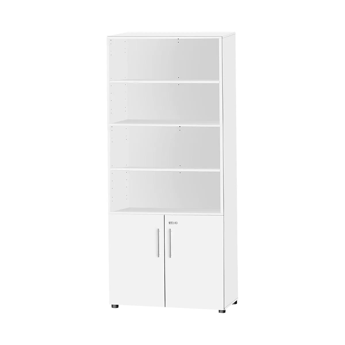 Schäfer Shop Select Combikast Start Off, 6 ordnerhoogten, 2 ordnerhoogten met deur, afsluitbaar, B 800 x D 420 x H 2196 mm, wit/wit 