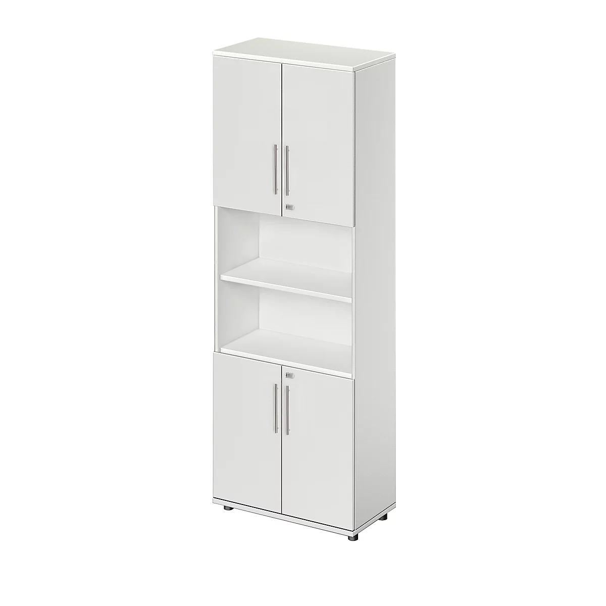 Schäfer Shop Select Combikast Start Off, 6 ordnerhoogten, 4 ordnerhoogten met deur, afsluitbaar, B 800 x D 420 x H 2196 mm, lichtgrijs/lichtgrijs 