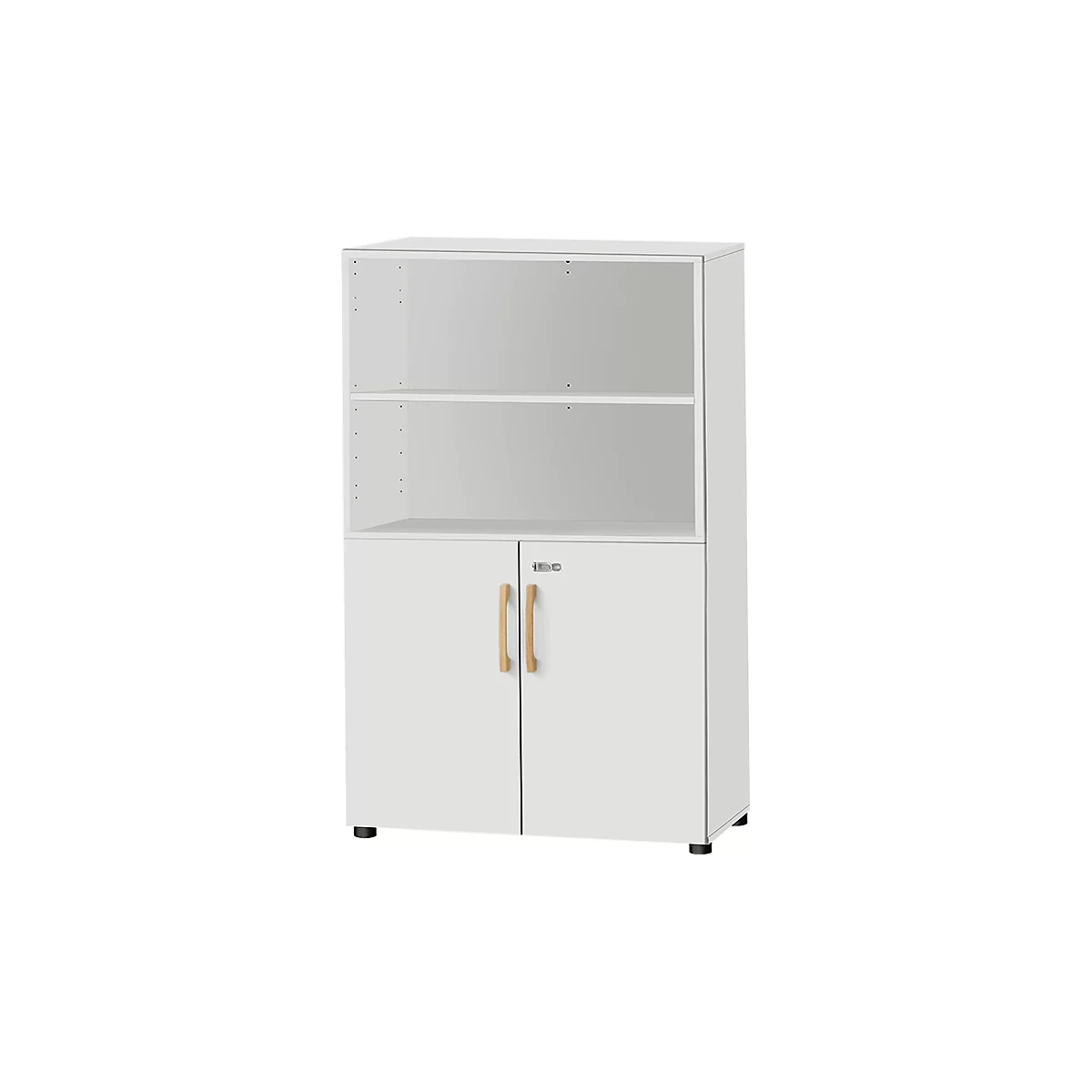 Schäfer Shop Select combinatiekast Start Off Wood, 4 OH, afsluitbaar, B 800 x D 420 x H 1514 mm, hout, lichtgrijs
