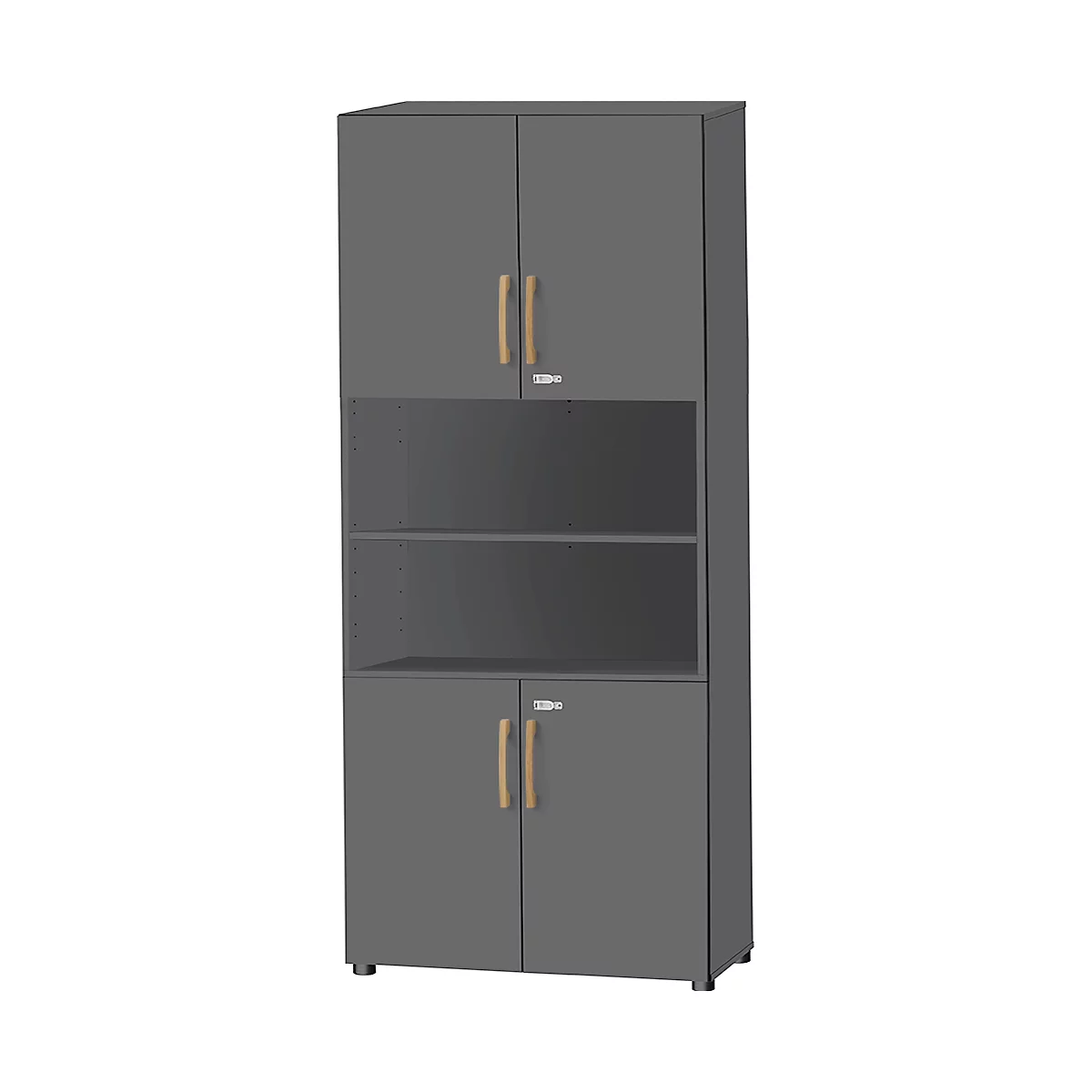 Schäfer Shop Select combinatiekast Start Off Wood, 6 OH, afsluitbaar, B 800 x D 420 x H 2240 mm, hout, grafiet