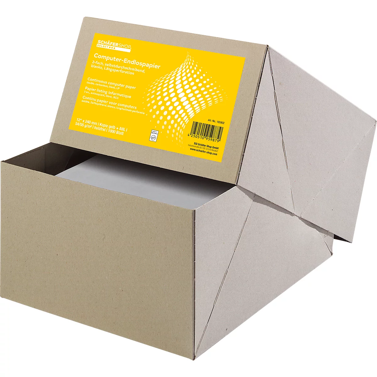 Schäfer Shop Select Computer-kettingpapier, LP, SD, gele kopie, 2-voudig blanco, 1000 stuks