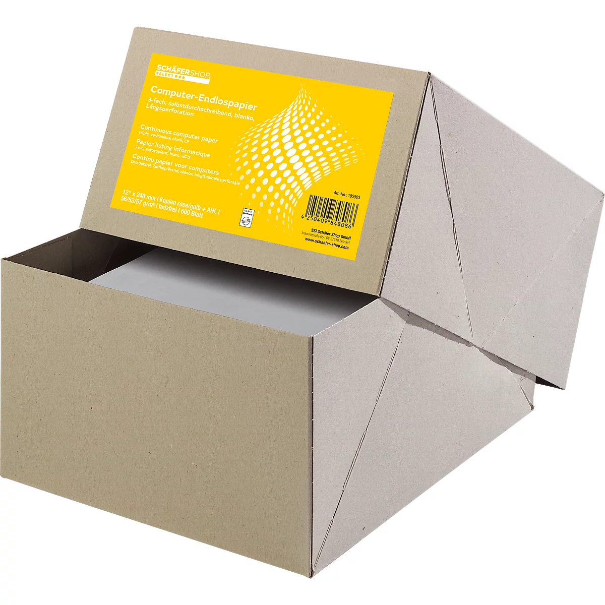 Schäfer Shop Select Computer-kettingpapier, LP, SD, roze + gele kopie, 3-voudig blanco, 600 stuks
