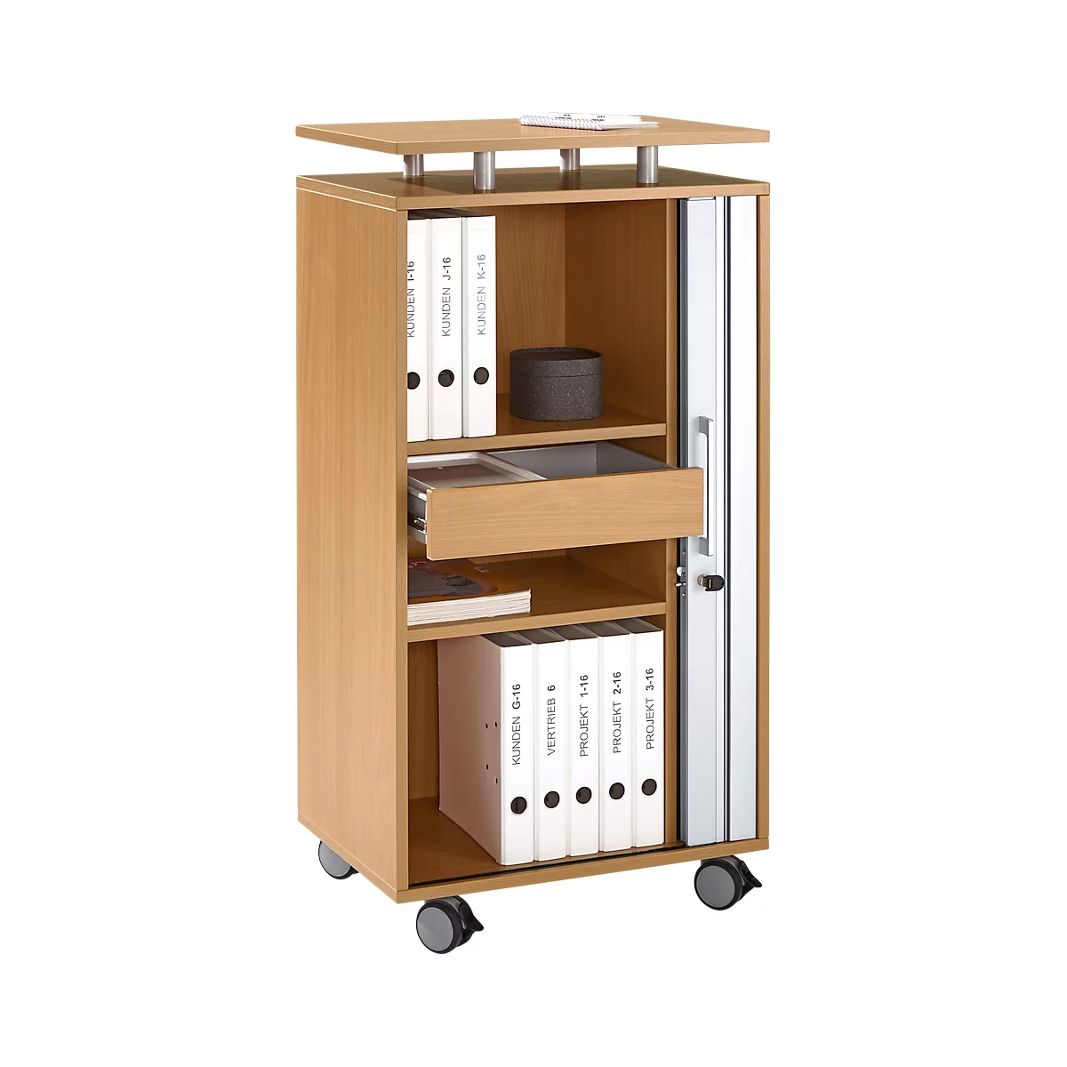 Schäfer Shop Select Conteneur haut, à roulettes, verrouillable, L 600 x P 420 x H 1178 mm, hêtre