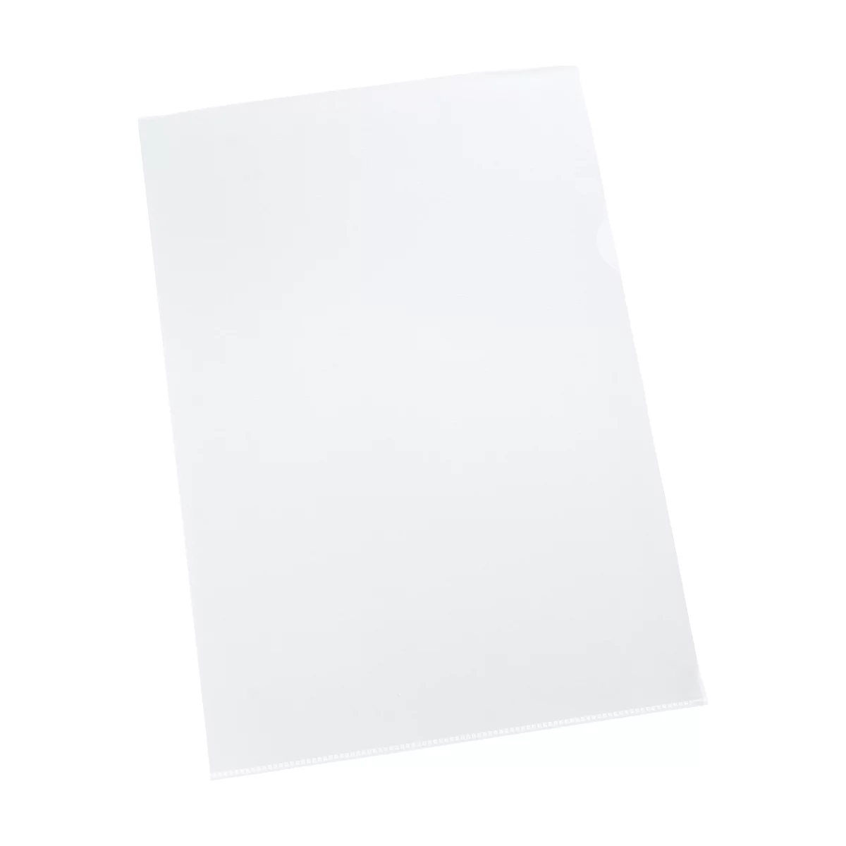A transparent, white document folder, running diagonally from top left to bottom right.