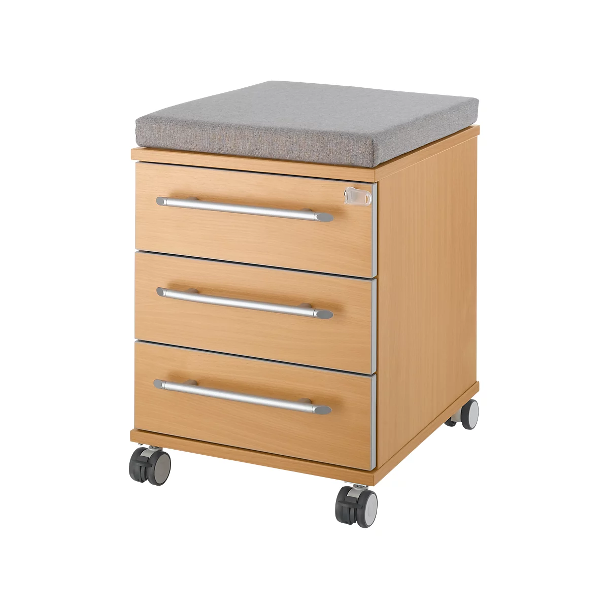 Schäfer Shop Select Coussin pour caisson mobile Moxxo IQ 333, l. 450 x P 400 x H 4 mm, tissu gris + roulettes pour charges lourdes, jusqu'à 100 kg, peut être fixé