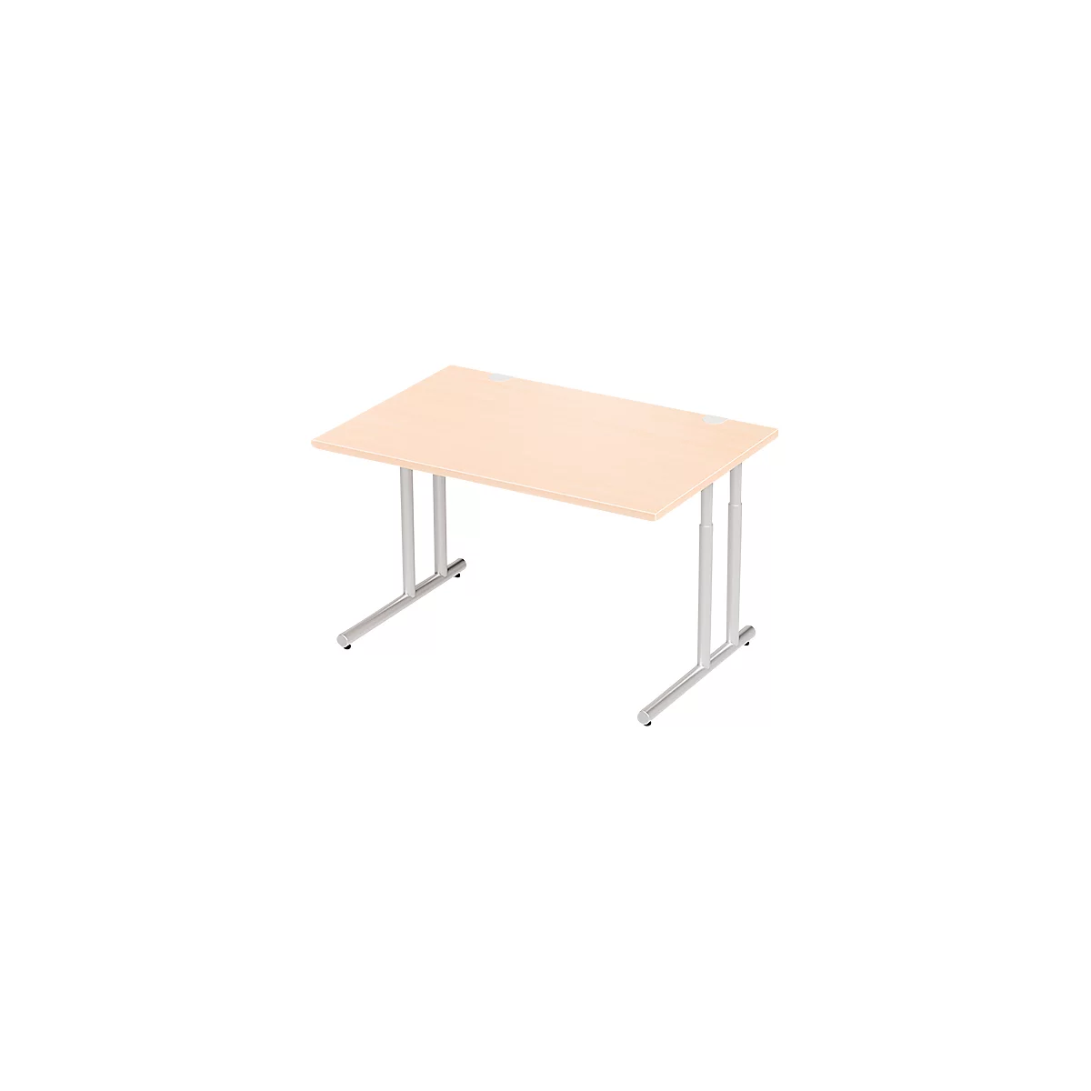 Schäfer Shop Select Desk COMBITEC, rechthoekig, C-poot, B 1200 x D 800 x H 677-817 mm, ahorn/wit aluminium