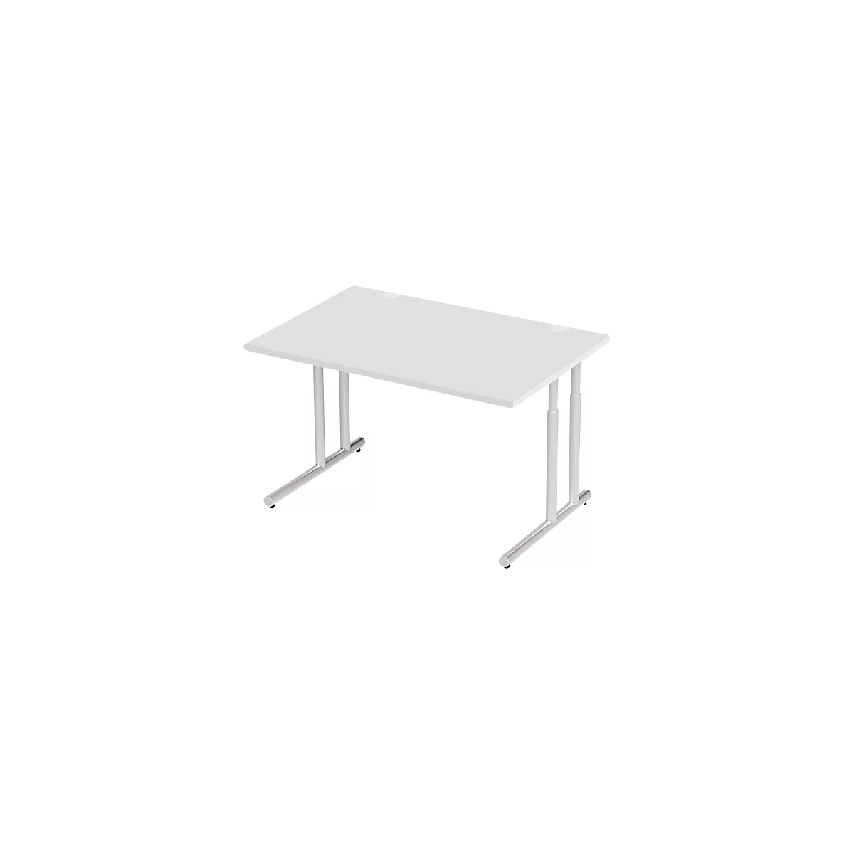 Schäfer Shop Select Desk COMBITEC, rechthoekig, C-poot, B 1200 x D 800 x H 677-817 mm, aluminium lichtgrijs/wit