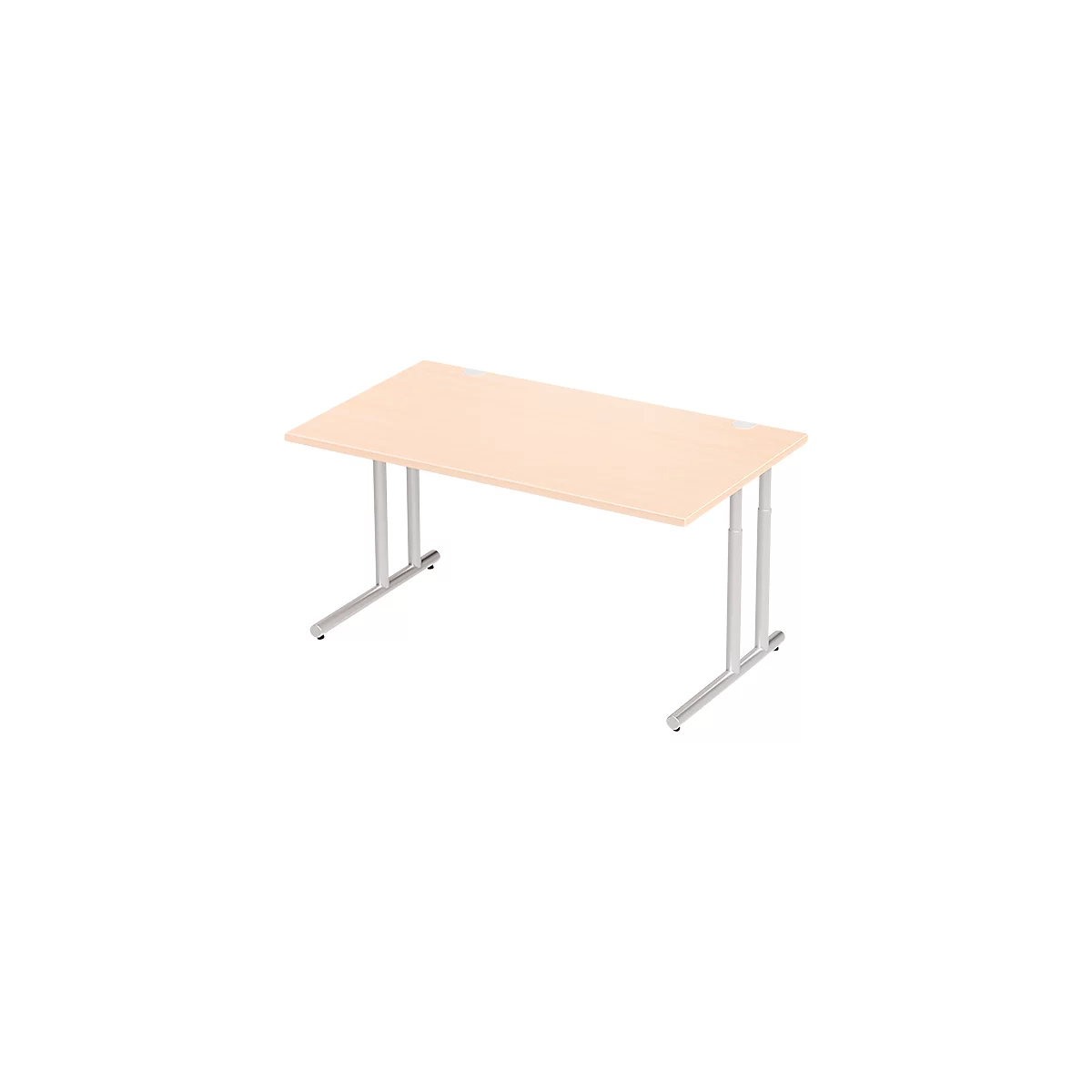 Schäfer Shop Select Desk COMBITEC, rechthoekig, C-poot, B 1600 x D 800 x H 677-817 mm, ahorn/wit aluminium