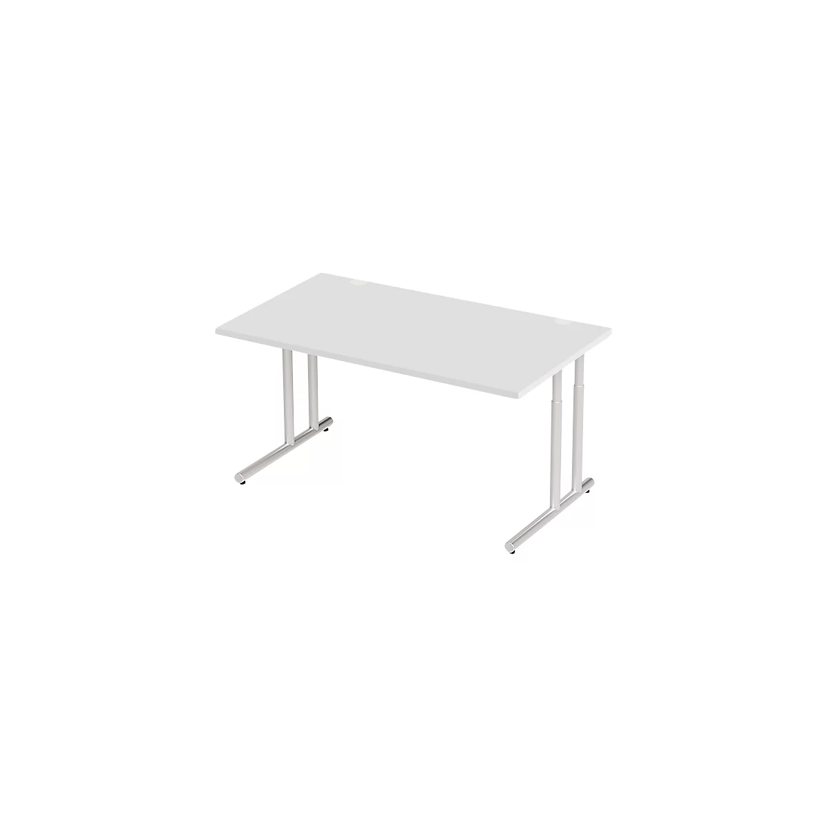 Schäfer Shop Select Desk COMBITEC, rechthoekig, C-poot, B 1600 x D 800 x H 677-817 mm, aluminium lichtgrijs/wit