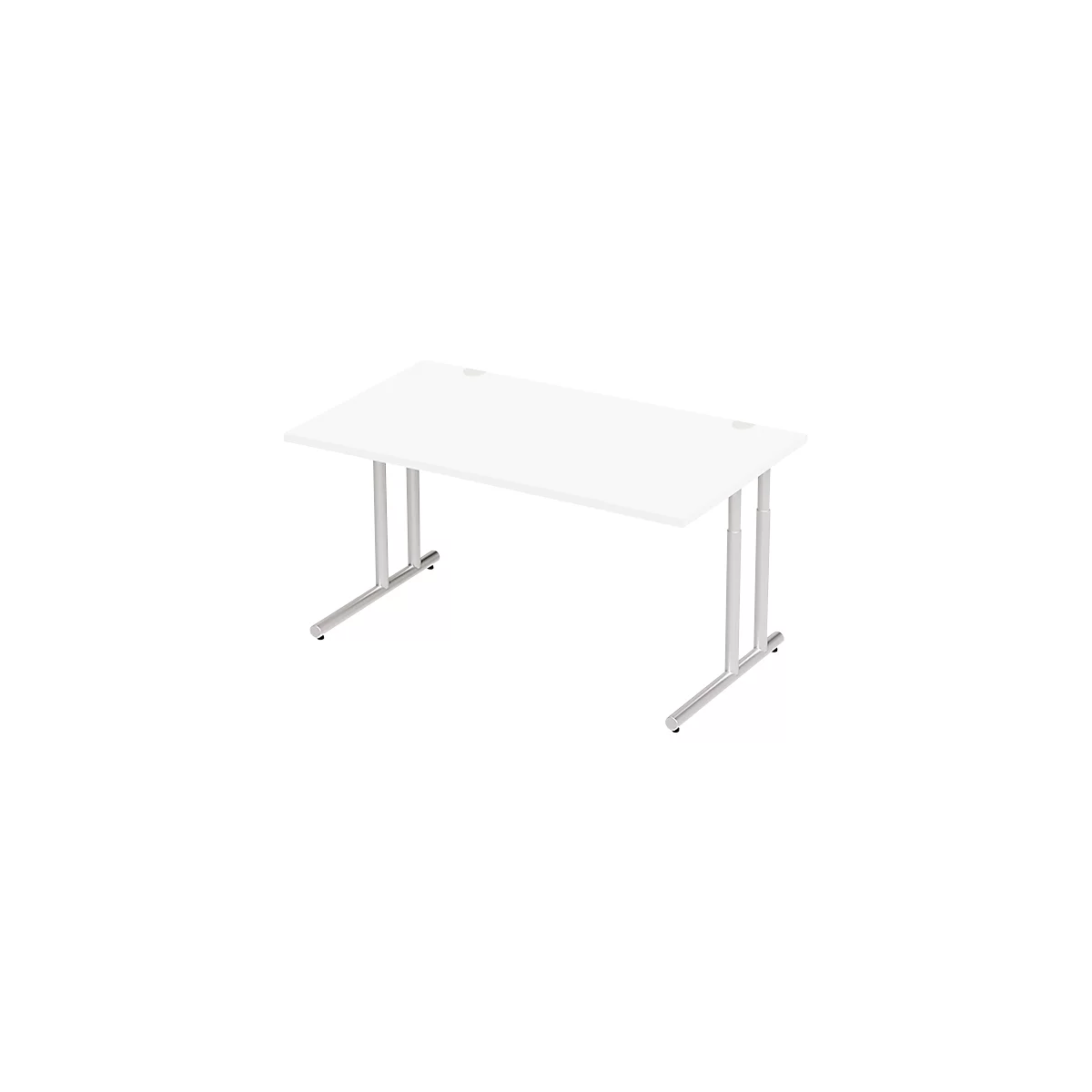 Schäfer Shop Select Desk COMBITEC, rechthoekig, C-poot, B 1600 x D 800 x H 677-817 mm, wit/wit aluminium